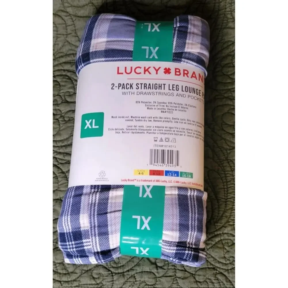 Lucky Brand Ladies's Lounge Pant 2-Pack  Blue Plaid Size XL .   BF - Picture 2 of 2